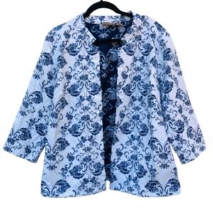 Chico’s floral jacquard open blazer jacket XL 16